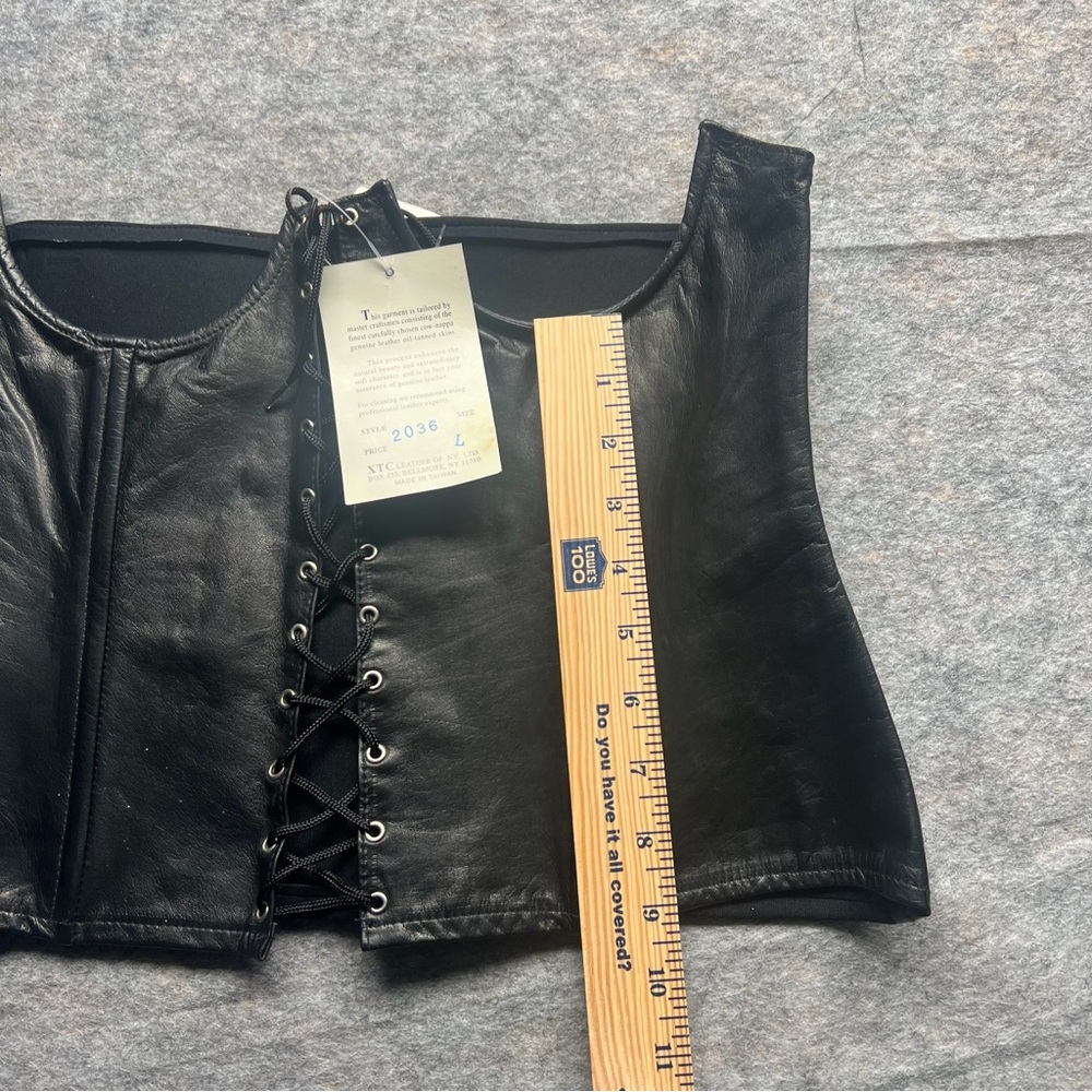 Black Lace-Up Leather Waist Cincher corset - Picture 7 of 7